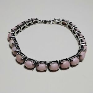 925 Silver Pink Opal Bracelet (missing 1 stone) Tennis Bracelet